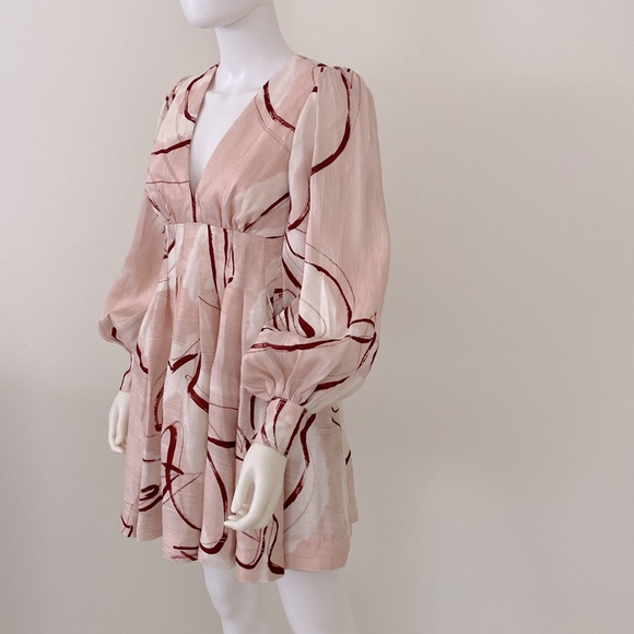 Aje Amelia Plunge Mini Dress with Bell Sleeves 
New - Picture 6 of 16
